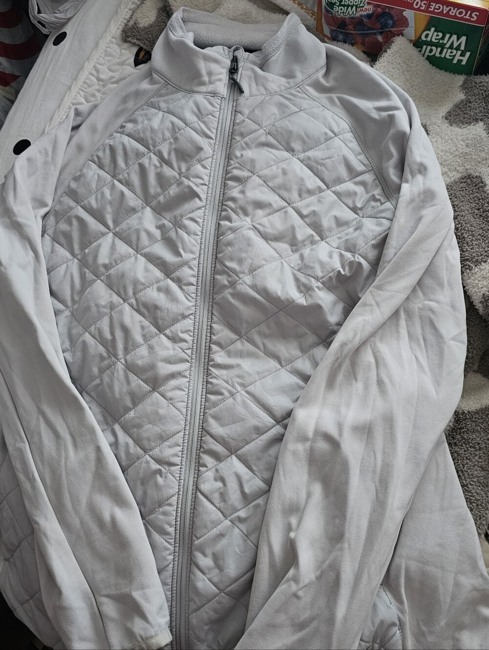 Marmot Womens Large Light Gray Lightweight Quilted Jacket Full Zip Raglan Sleeve